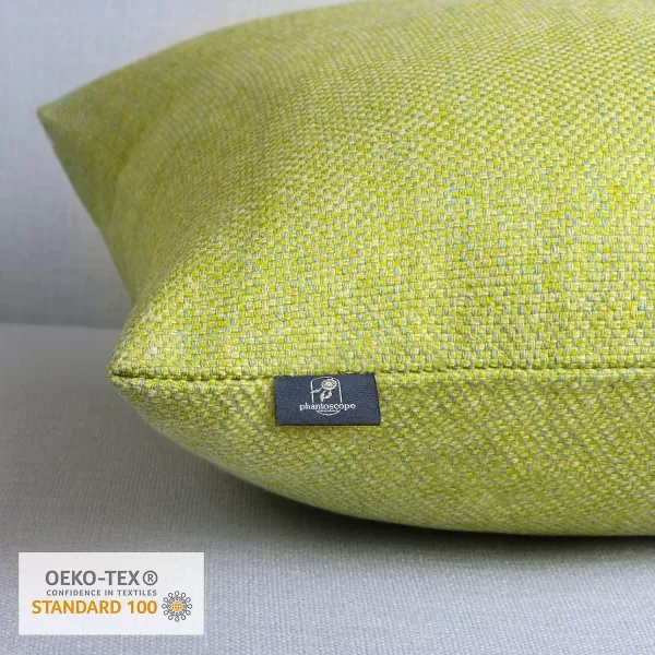 Phantoscope Farmhouse Throw Pillow Covers Triple Button Vintage Linen Solid Decorative Pillow Cover for Couch Bed and Chair Off White 18 x 18 inches 45 x 45 cm Pack of 2Yellow Green