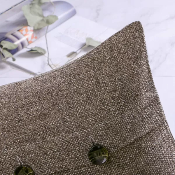 Phantoscope Farmhouse Throw Pillow Covers Triple Button Vintage Linen Solid Decorative Pillow Cover for Couch Bed and Chair Off White 18 x 18 inches 45 x 45 cm Pack of 2Coffee