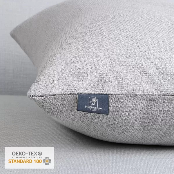 Phantoscope Farmhouse Throw Pillow Covers Triple Button Vintage Linen Solid Decorative Pillow Cover for Couch Bed and Chair Off White 18 x 18 inches 45 x 45 cm Pack of 2Light Grey