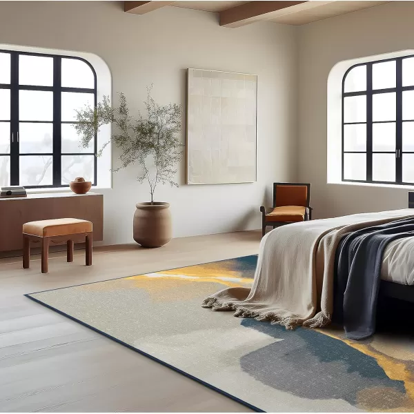Phantoscope Geometry Collection Area Rug 4x6  Washable Rug Boho Rugs NonSlip for Living Room Bedroom Dining Room Dorm Indoor LowPile Carpet Modern Accent Rug Deep GreyGoldDeep GreyGold