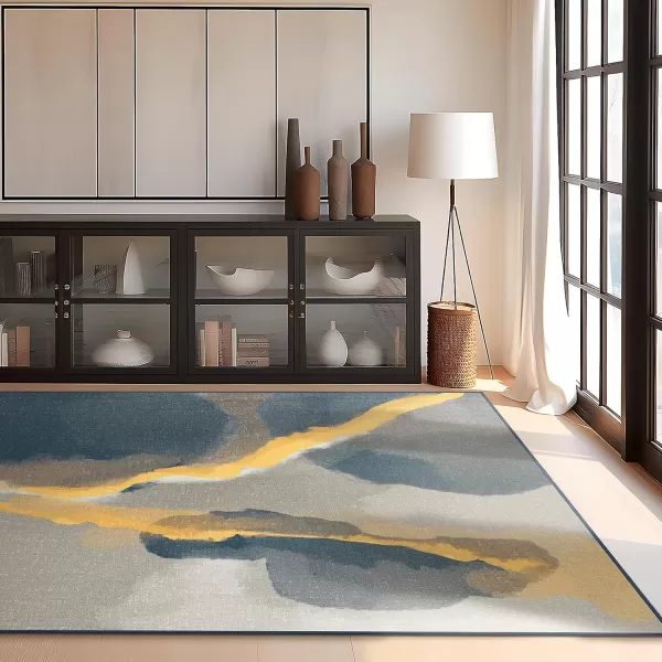 Phantoscope Geometry Collection Area Rug 4x6  Washable Rug Boho Rugs NonSlip for Living Room Bedroom Dining Room Dorm Indoor LowPile Carpet Modern Accent Rug Deep GreyGoldDeep GreyGold
