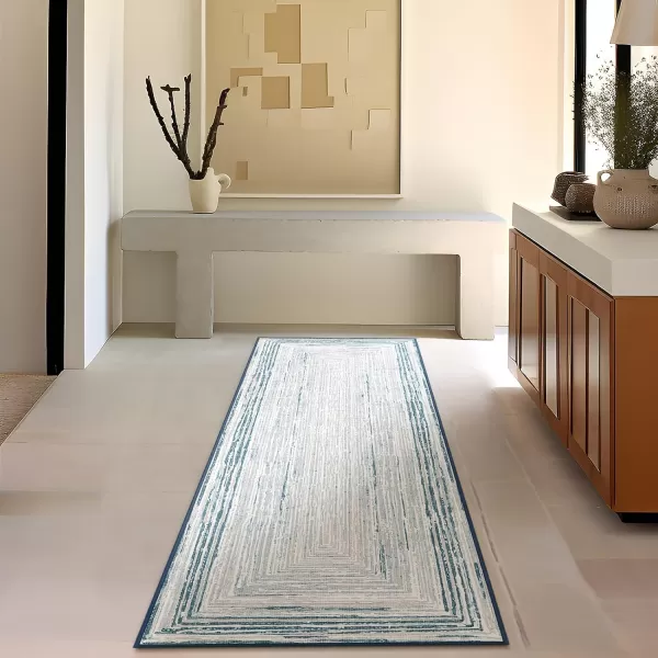 Phantoscope Geometry Collection Area Rug 6x9  Large Living Room Rug  Washable Rug Boho Rugs NonSlip for Bedroom Dining Room LowPile Floor Carpet Modern Accent Rug BlueNeutralBlueNeutral