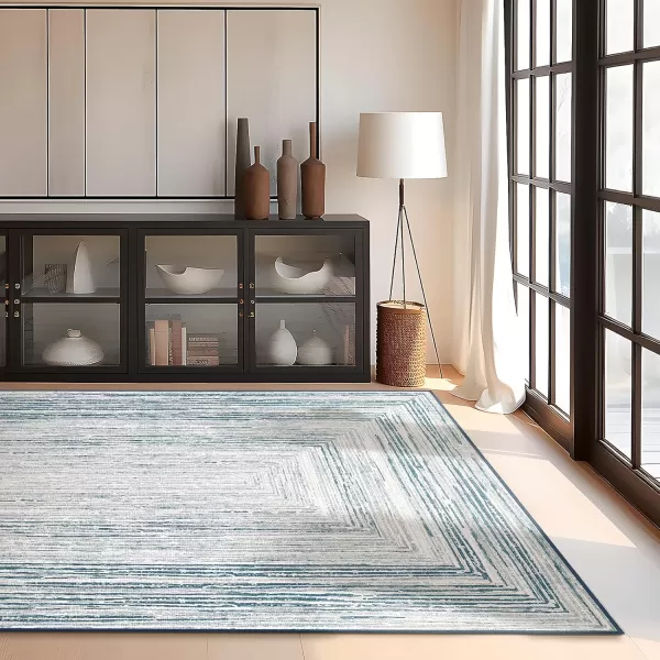 Phantoscope Geometry Collection Area Rug 6x9  Large Living Room Rug  Washable Rug Boho Rugs NonSlip for Bedroom Dining Room LowPile Floor Carpet Modern Accent Rug BlueNeutralBlueNeutral