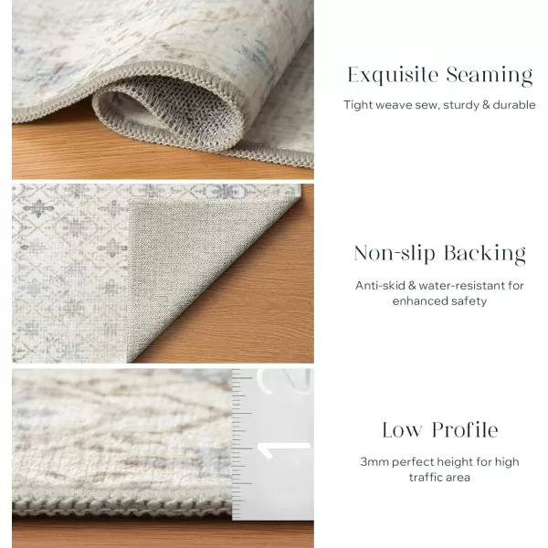 Phantoscope Hallway Runner Rug 2x6  Boho Washable NonSlip Kitchen Rug Runner UltraThin Geometry Distressed Accent Throw Rug for Entryway Laundry Bathroom Bedroom Teal FloralBeigeTeal FloralBeige