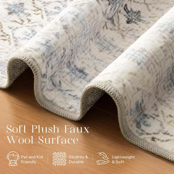 Phantoscope Hallway Runner Rug 2x6  Boho Washable NonSlip Kitchen Rug Runner UltraThin Geometry Distressed Accent Throw Rug for Entryway Laundry Bathroom Bedroom Teal FloralBeigeTeal FloralBeige