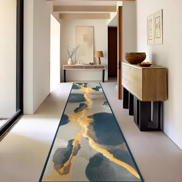 Phantoscope Hallway Runner Rug 2x6  Boho Washable NonSlip Kitchen Rug Runner UltraThin Geometry Modern Accent Throw Rug for Entryway Laundry Bathroom Bedroom Deep GreyGoldDeep GreyGold