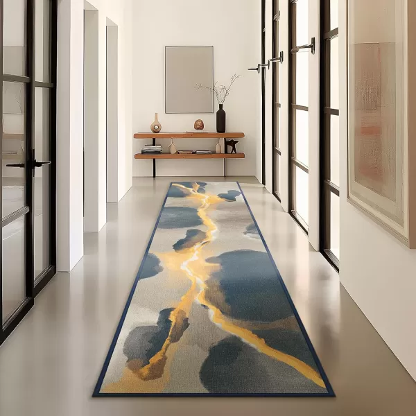 Phantoscope Hallway Runner Rug 2x6  Boho Washable NonSlip Kitchen Rug Runner UltraThin Geometry Modern Accent Throw Rug for Entryway Laundry Bathroom Bedroom Deep GreyGoldDeep GreyGold