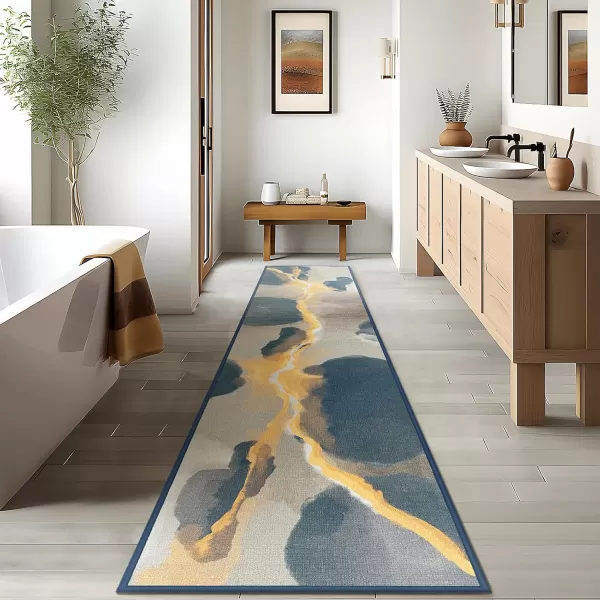 Phantoscope Hallway Runner Rug 2x6  Boho Washable NonSlip Kitchen Rug Runner UltraThin Geometry Modern Accent Throw Rug for Entryway Laundry Bathroom Bedroom Deep GreyGoldDeep GreyGold