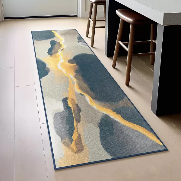 Phantoscope Hallway Runner Rug 2x6  Boho Washable NonSlip Kitchen Rug Runner UltraThin Geometry Modern Accent Throw Rug for Entryway Laundry Bathroom Bedroom Deep GreyGoldDeep GreyGold