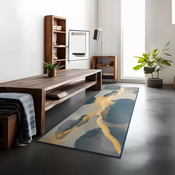 Phantoscope Hallway Runner Rug 2x6  Boho Washable NonSlip Kitchen Rug Runner UltraThin Geometry Modern Accent Throw Rug for Entryway Laundry Bathroom Bedroom Deep GreyGoldDeep GreyGold