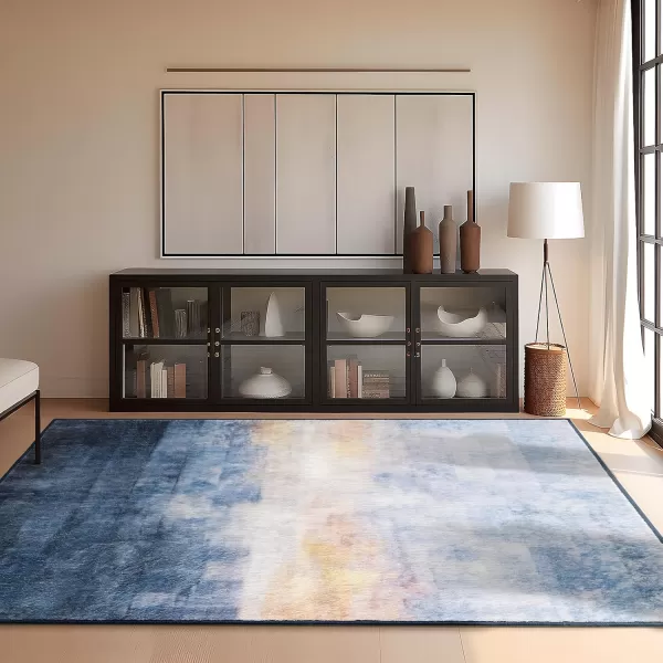 Phantoscope Hallway Runner Rug 2x6  Boho Washable NonSlip Kitchen Rug Runner UltraThin Vintage Distressed Accent Throw Rug for Entryway Laundry Bathroom Bedroom Navy BlueBeigeNavy BlueBeige