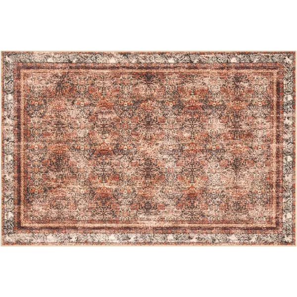 Phantoscope Hallway Runner Rug 2x6  Boho Washable NonSlip Kitchen Rug Runner UltraThin Vintage Distressed Accent Throw Rug for Entryway Laundry Bathroom Bedroom Brick RedBlackBrick RedBlack