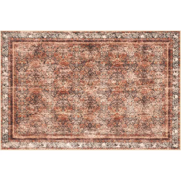 Phantoscope Hallway Runner Rug 2x6  Boho Washable NonSlip Kitchen Rug Runner UltraThin Vintage Distressed Accent Throw Rug for Entryway Laundry Bathroom Bedroom Brick RedBlackBrick RedBlack