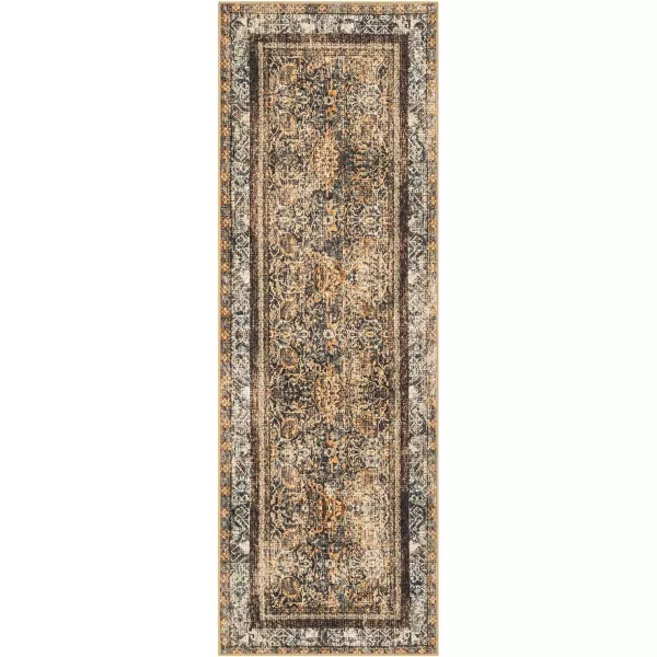 Phantoscope Hallway Runner Rug 2x6  Boho Washable NonSlip Kitchen Rug Runner UltraThin Vintage Distressed Accent Throw Rug for Entryway Laundry Bathroom Bedroom Brick RedBlackDark BrownOrange Spice