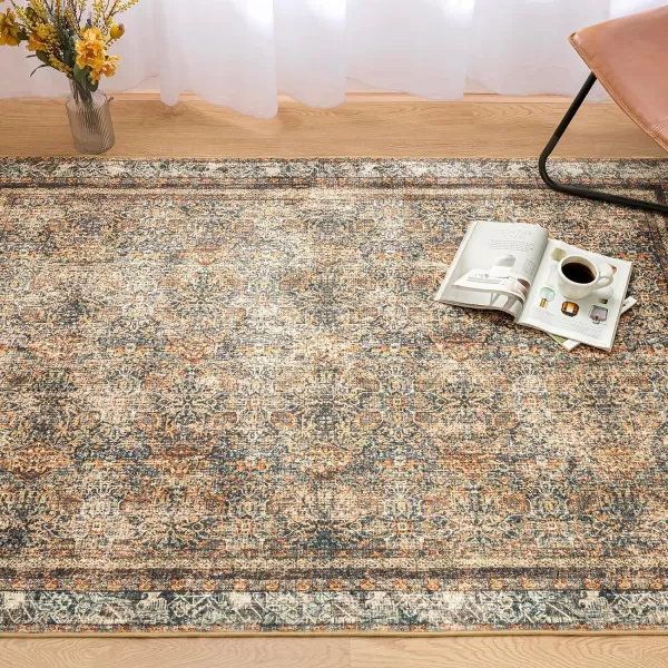 Phantoscope Hallway Runner Rug 2x6  Boho Washable NonSlip Kitchen Rug Runner UltraThin Vintage Distressed Accent Throw Rug for Entryway Laundry Bathroom Bedroom Brick RedBlackDark BrownOrange Spice