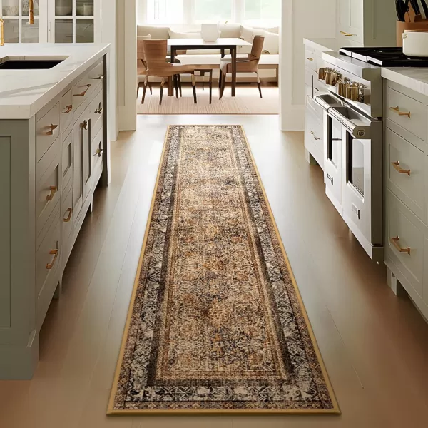 Phantoscope Hallway Runner Rug 2x6  Boho Washable NonSlip Kitchen Rug Runner UltraThin Vintage Distressed Accent Throw Rug for Entryway Laundry Bathroom Bedroom Brick RedBlackDark BrownOrange Spice