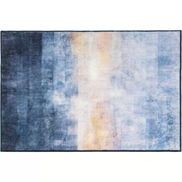 Phantoscope Hallway Runner Rug 2x6  Boho Washable NonSlip Kitchen Rug Runner UltraThin Vintage Distressed Accent Throw Rug for Entryway Laundry Bathroom Bedroom Navy BlueBeigeNavy BlueBeige