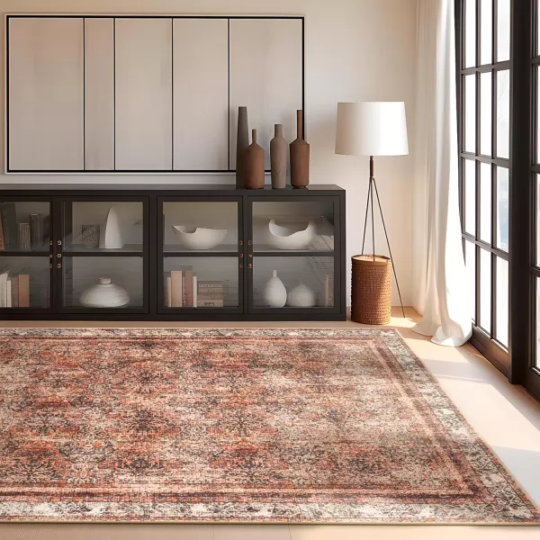 Phantoscope Hallway Runner Rug 2x6  Boho Washable NonSlip Kitchen Rug Runner UltraThin Vintage Distressed Accent Throw Rug for Entryway Laundry Bathroom Bedroom Brick RedBlackBrick RedBlack