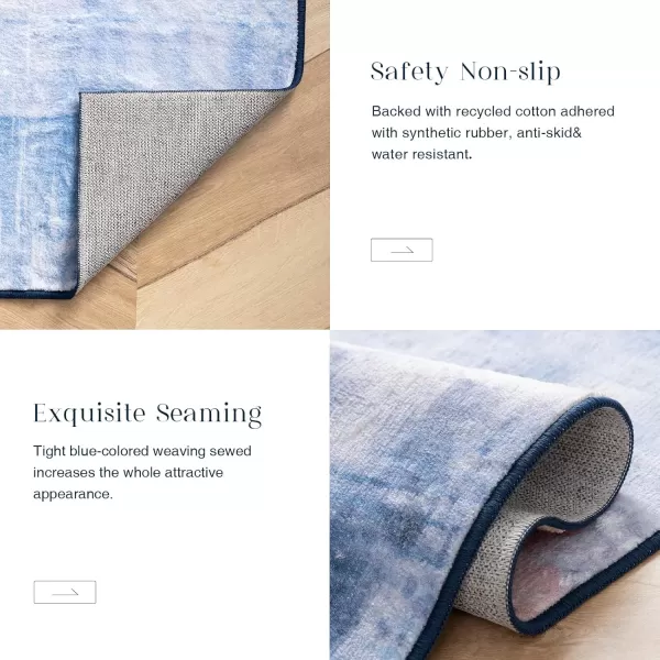 Phantoscope Hallway Runner Rug 2x6  Boho Washable NonSlip Kitchen Rug Runner UltraThin Vintage Distressed Accent Throw Rug for Entryway Laundry Bathroom Bedroom Navy BlueBeigeNavy BlueBeige