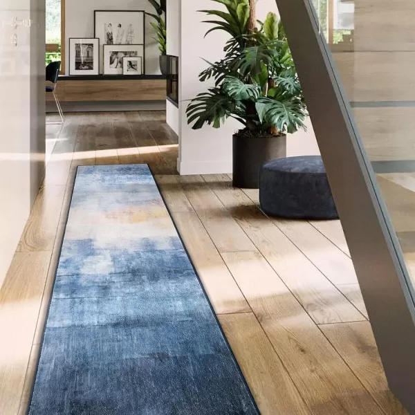 Phantoscope Hallway Runner Rug 2x6  Boho Washable NonSlip Kitchen Rug Runner UltraThin Vintage Distressed Accent Throw Rug for Entryway Laundry Bathroom Bedroom Navy BlueBeigeNavy BlueBeige
