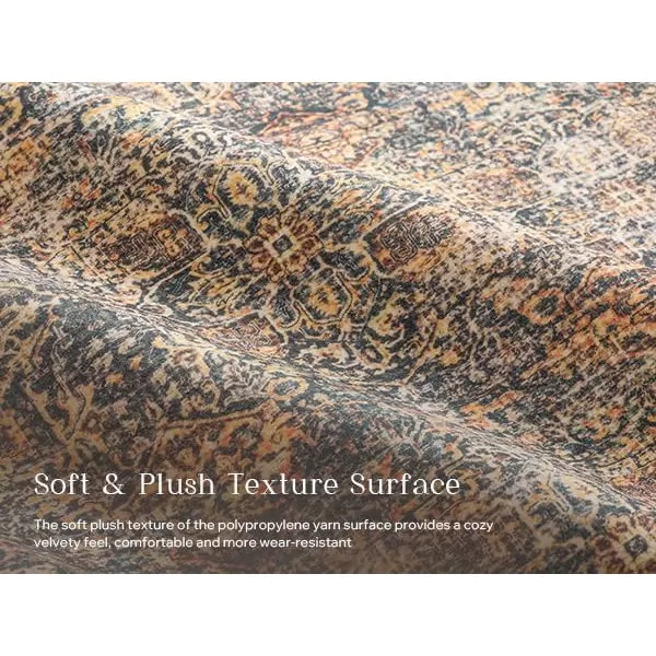Phantoscope Hallway Runner Rug 2x6  Boho Washable NonSlip Kitchen Rug Runner UltraThin Vintage Distressed Accent Throw Rug for Entryway Laundry Bathroom Bedroom Brick RedBlackDark BrownOrange Spice
