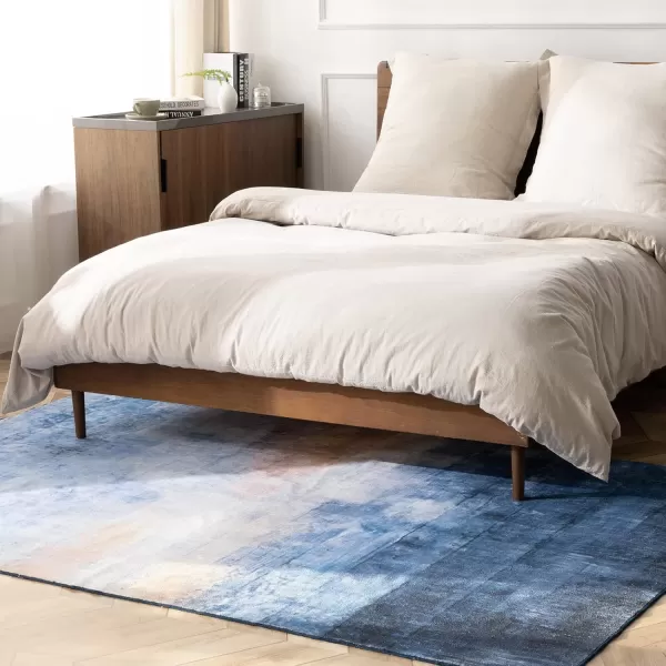Phantoscope Hallway Runner Rug 2x6  Boho Washable NonSlip Kitchen Rug Runner UltraThin Vintage Distressed Accent Throw Rug for Entryway Laundry Bathroom Bedroom Navy BlueBeigeNavy BlueBeige