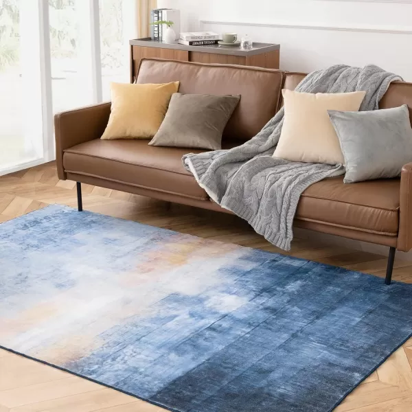 Phantoscope Hallway Runner Rug 2x6  Boho Washable NonSlip Kitchen Rug Runner UltraThin Vintage Distressed Accent Throw Rug for Entryway Laundry Bathroom Bedroom Navy BlueBeigeNavy BlueBeige