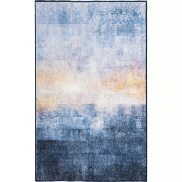 Phantoscope Hallway Runner Rug 2x6  Boho Washable NonSlip Kitchen Rug Runner UltraThin Vintage Distressed Accent Throw Rug for Entryway Laundry Bathroom Bedroom Navy BlueBeigeNavy BlueBeige