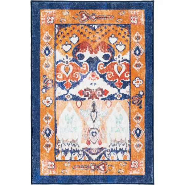 Phantoscope Hallway Runner Rug 2x6  Boho Washable NonSlip Kitchen Rug Runner UltraThin Vintage Distressed Accent Throw Rug for Entryway Laundry Bathroom Bedroom NavyOrangeNavyOrange