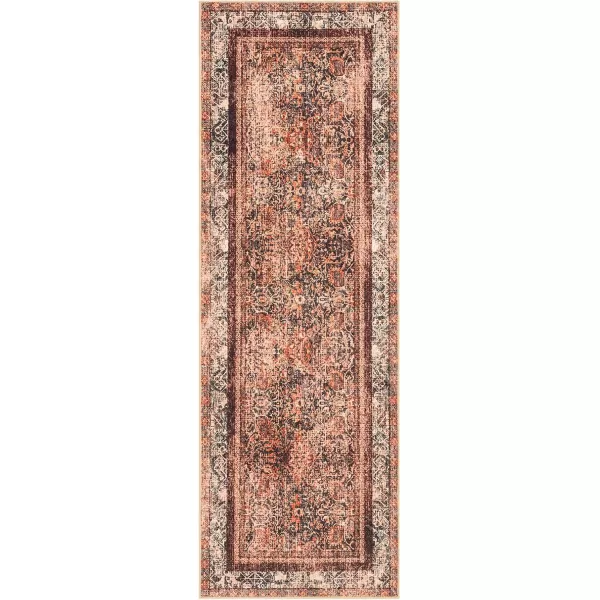Phantoscope Hallway Runner Rug 2x6  Boho Washable NonSlip Kitchen Rug Runner UltraThin Vintage Distressed Accent Throw Rug for Entryway Laundry Bathroom Bedroom Brick RedBlackBrick RedBlack