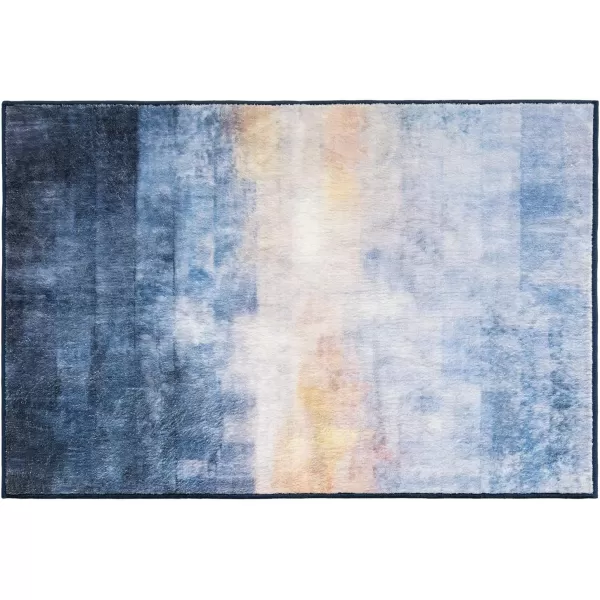 Phantoscope Hallway Runner Rug 2x6  Boho Washable NonSlip Kitchen Rug Runner UltraThin Vintage Distressed Accent Throw Rug for Entryway Laundry Bathroom Bedroom Navy BlueBeigeNavy BlueBeige