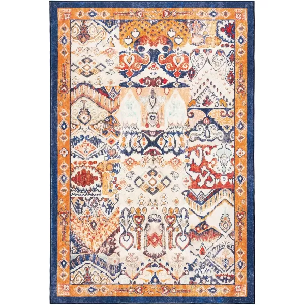 Phantoscope Hallway Runner Rug 2x6  Boho Washable NonSlip Kitchen Rug Runner UltraThin Vintage Distressed Accent Throw Rug for Entryway Laundry Bathroom Bedroom NavyOrangeNavyOrange