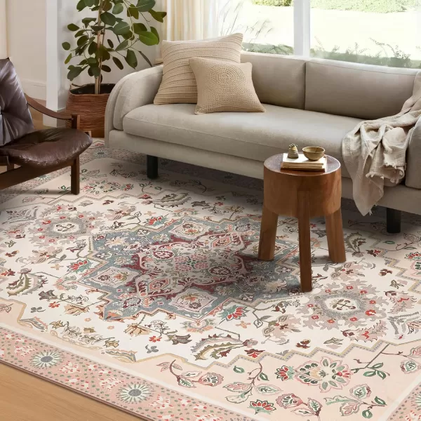 Phantoscope Hallway Runner Rug 2x6 Boho Washable NonSlip Kitchen Rug Runner with Rubber Backing UltraThin Classic Floral Painting Carpet Runner for Entryway Laundry Bathroom BlueIvoryLilacPinkIvoryGray