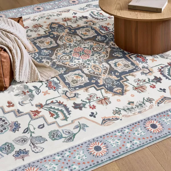 Phantoscope Hallway Runner Rug 2x6 Boho Washable NonSlip Kitchen Rug Runner with Rubber Backing UltraThin Classic Floral Painting Carpet Runner for Entryway Laundry Bathroom BlueIvoryLilacBlueIvoryLilac