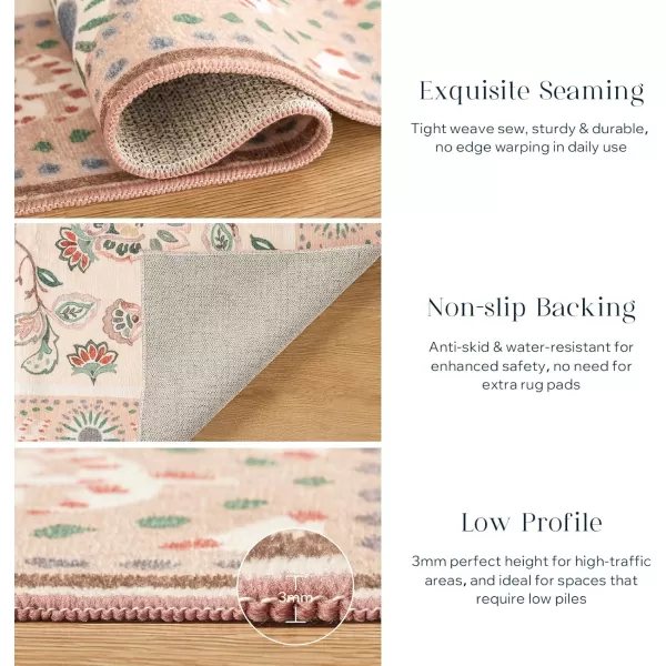 Phantoscope Hallway Runner Rug 2x6 Boho Washable NonSlip Kitchen Rug Runner with Rubber Backing UltraThin Classic Floral Painting Carpet Runner for Entryway Laundry Bathroom BlueIvoryLilacPinkIvoryGray