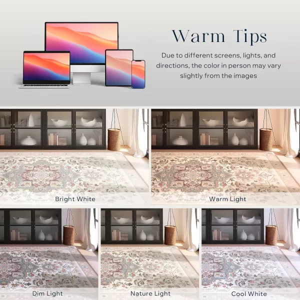 Phantoscope Hallway Runner Rug 2x6 Boho Washable NonSlip Kitchen Rug Runner with Rubber Backing UltraThin Classic Floral Painting Carpet Runner for Entryway Laundry Bathroom BlueIvoryLilacPinkIvoryGray
