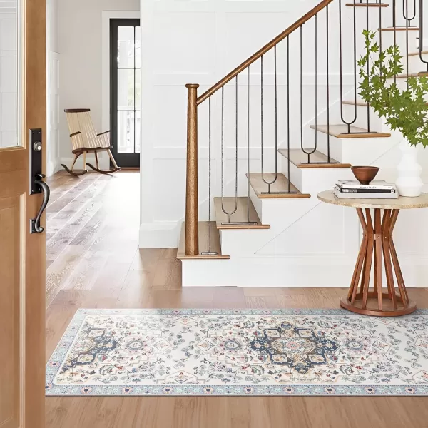 Phantoscope Hallway Runner Rug 2x6 Boho Washable NonSlip Kitchen Rug Runner with Rubber Backing UltraThin Classic Floral Painting Carpet Runner for Entryway Laundry Bathroom BlueIvoryLilacBlueIvoryLilac
