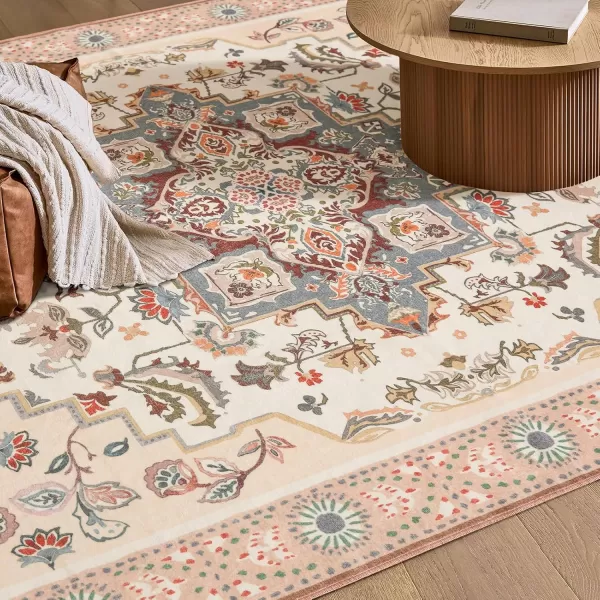 Phantoscope Hallway Runner Rug 2x6 Boho Washable NonSlip Kitchen Rug Runner with Rubber Backing UltraThin Classic Floral Painting Carpet Runner for Entryway Laundry Bathroom BlueIvoryLilacPinkIvoryGray