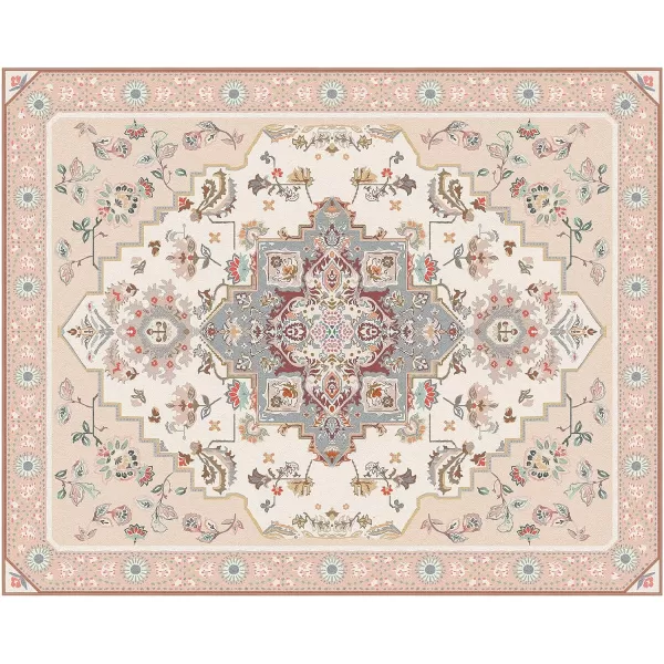 Phantoscope Hallway Runner Rug 2x6 Boho Washable NonSlip Kitchen Rug Runner with Rubber Backing UltraThin Classic Floral Painting Carpet Runner for Entryway Laundry Bathroom BlueIvoryLilacPinkIvoryGray