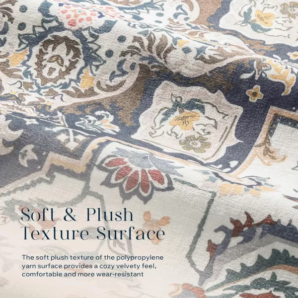 Phantoscope Hallway Runner Rug 2x6 Boho Washable NonSlip Kitchen Rug Runner with Rubber Backing UltraThin Classic Floral Painting Carpet Runner for Entryway Laundry Bathroom BlueIvoryLilacBlueIvoryLilac