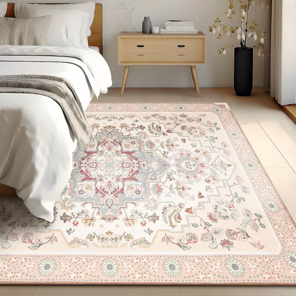 Phantoscope Hallway Runner Rug 2x6 Boho Washable NonSlip Kitchen Rug Runner with Rubber Backing UltraThin Classic Floral Painting Carpet Runner for Entryway Laundry Bathroom BlueIvoryLilacPinkIvoryGray
