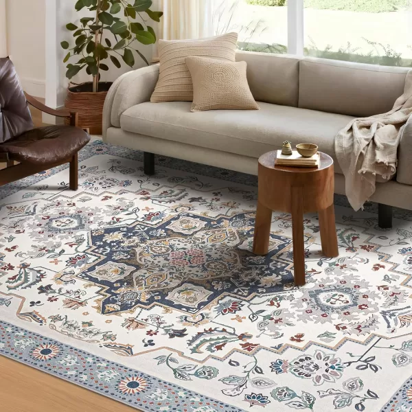 Phantoscope Hallway Runner Rug 2x6 Boho Washable NonSlip Kitchen Rug Runner with Rubber Backing UltraThin Classic Floral Painting Carpet Runner for Entryway Laundry Bathroom BlueIvoryLilacBlueIvoryLilac