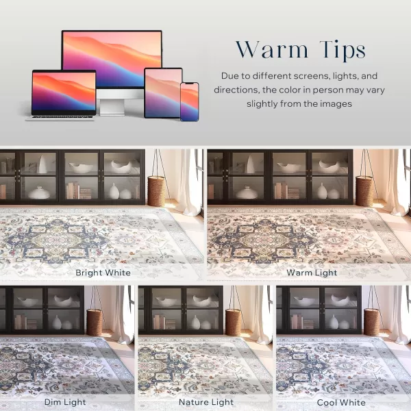Phantoscope Hallway Runner Rug 2x6 Boho Washable NonSlip Kitchen Rug Runner with Rubber Backing UltraThin Classic Floral Painting Carpet Runner for Entryway Laundry Bathroom BlueIvoryLilacBlueIvoryLilac
