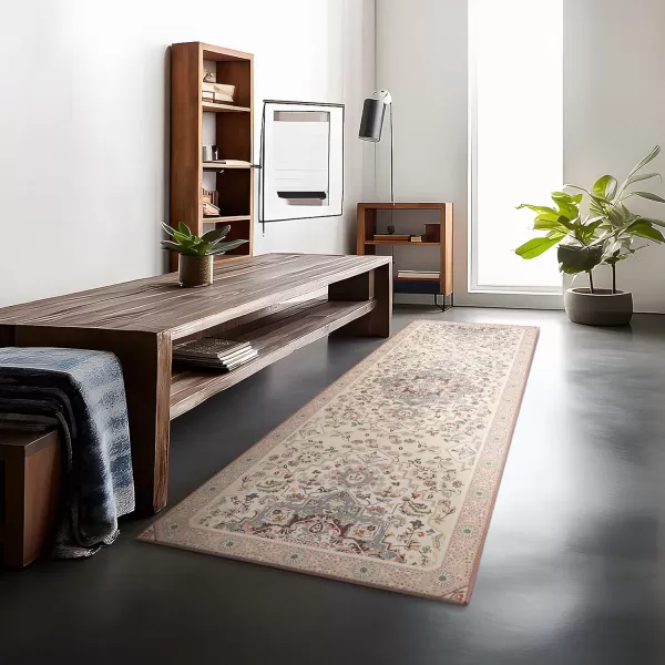 Phantoscope Hallway Runner Rug 2x6 Boho Washable NonSlip Kitchen Rug Runner with Rubber Backing UltraThin Classic Floral Painting Carpet Runner for Entryway Laundry Bathroom BlueIvoryLilacPinkIvoryGray