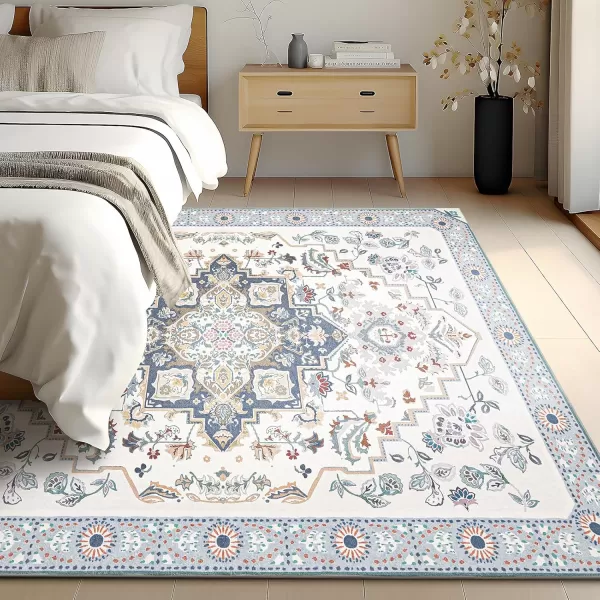 Phantoscope Hallway Runner Rug 2x6 Boho Washable NonSlip Kitchen Rug Runner with Rubber Backing UltraThin Classic Floral Painting Carpet Runner for Entryway Laundry Bathroom BlueIvoryLilacBlueIvoryLilac