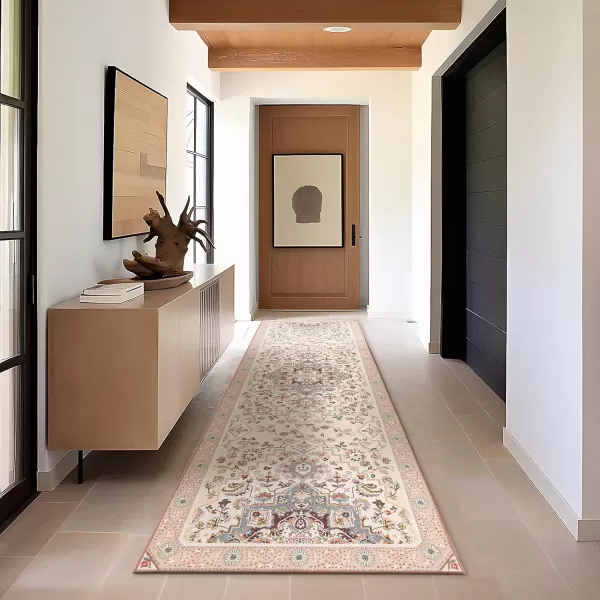 Phantoscope Hallway Runner Rug 2x6 Boho Washable NonSlip Kitchen Rug Runner with Rubber Backing UltraThin Classic Floral Painting Carpet Runner for Entryway Laundry Bathroom BlueIvoryLilacPinkIvoryGray