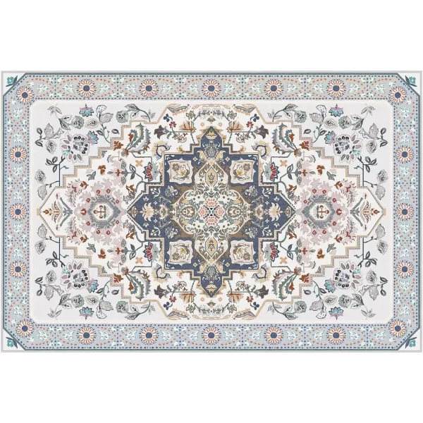 Phantoscope Hallway Runner Rug 2x6 Boho Washable NonSlip Kitchen Rug Runner with Rubber Backing UltraThin Classic Floral Painting Carpet Runner for Entryway Laundry Bathroom BlueIvoryLilacBlueIvoryLilac