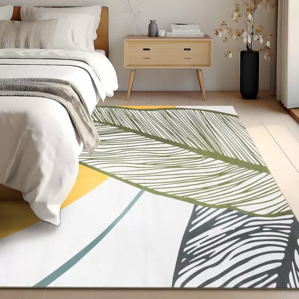 Phantoscope Hallway Runner Rug 2x6 Illustration Washable NonSlip Kitchen Rug Runner with Rubber Backing UltraThin Abstract Plant Painting Carpet Runner for Entryway Laundry Bathroom YellowGreenYellowGreen
