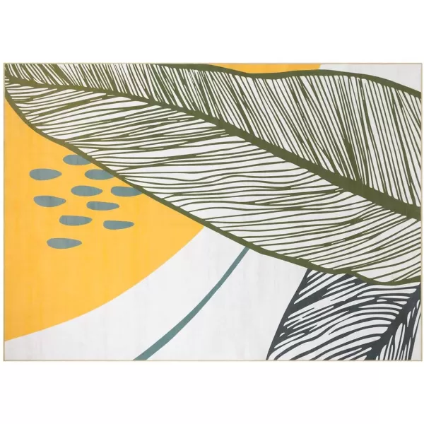 Phantoscope Hallway Runner Rug 2x6 Illustration Washable NonSlip Kitchen Rug Runner with Rubber Backing UltraThin Abstract Plant Painting Carpet Runner for Entryway Laundry Bathroom YellowGreenYellowGreen
