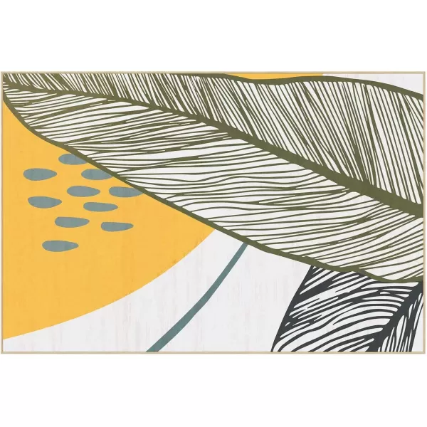 Phantoscope Hallway Runner Rug 2x6 Illustration Washable NonSlip Kitchen Rug Runner with Rubber Backing UltraThin Abstract Plant Painting Carpet Runner for Entryway Laundry Bathroom YellowGreenYellowGreen